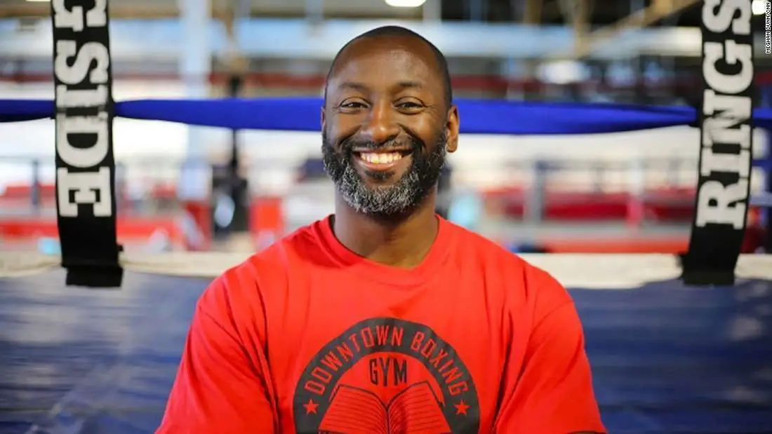 Black man at a boxing gym