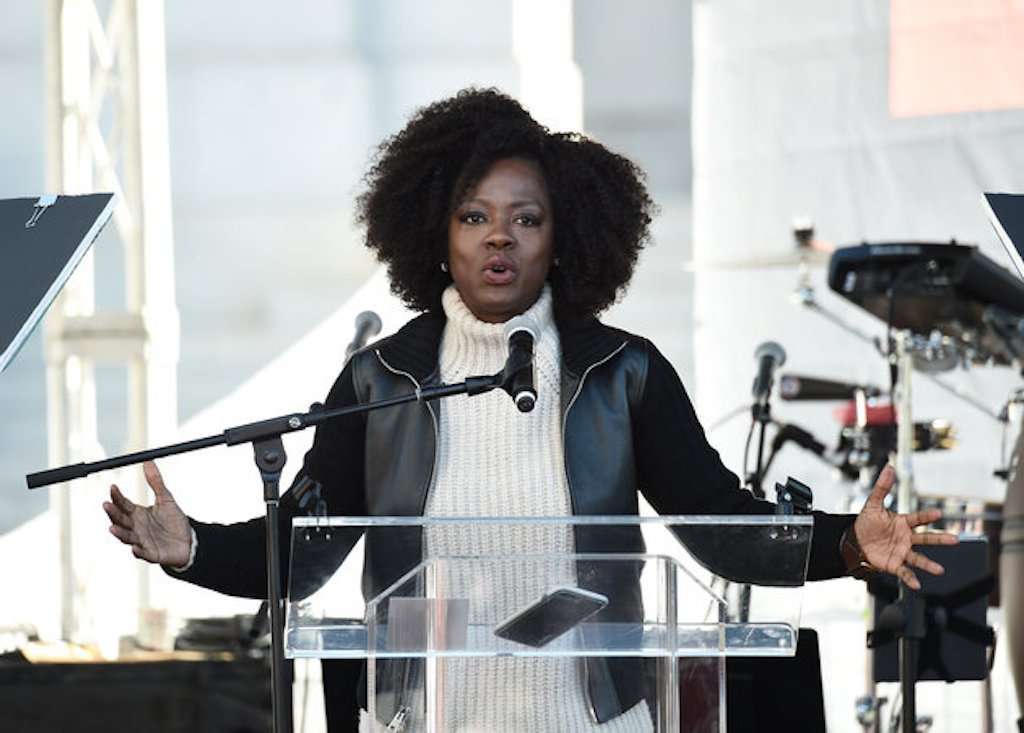 Viola Davis giving a speech at the women's march