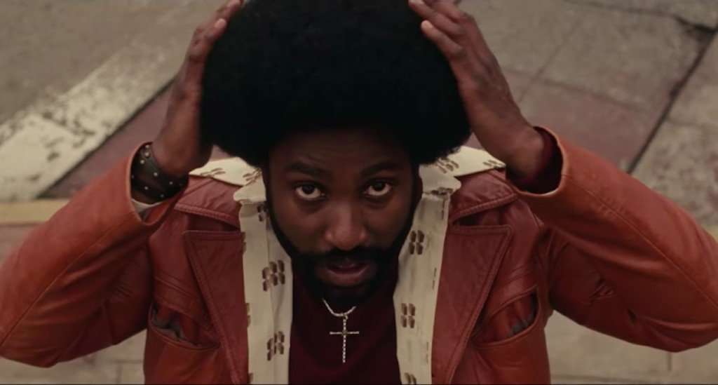 John David Washington with a afro in Spikes Lees Blackkalansman movie