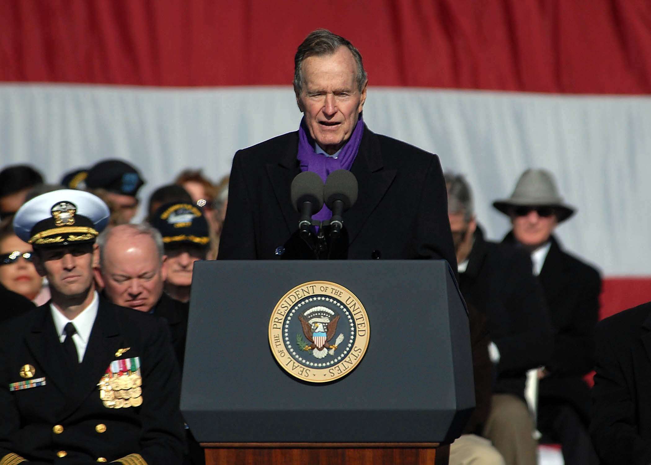 President George H.W. Bush giving speech