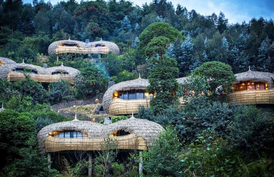 Huts in Rwanda located in Africa Bisate-Lodge