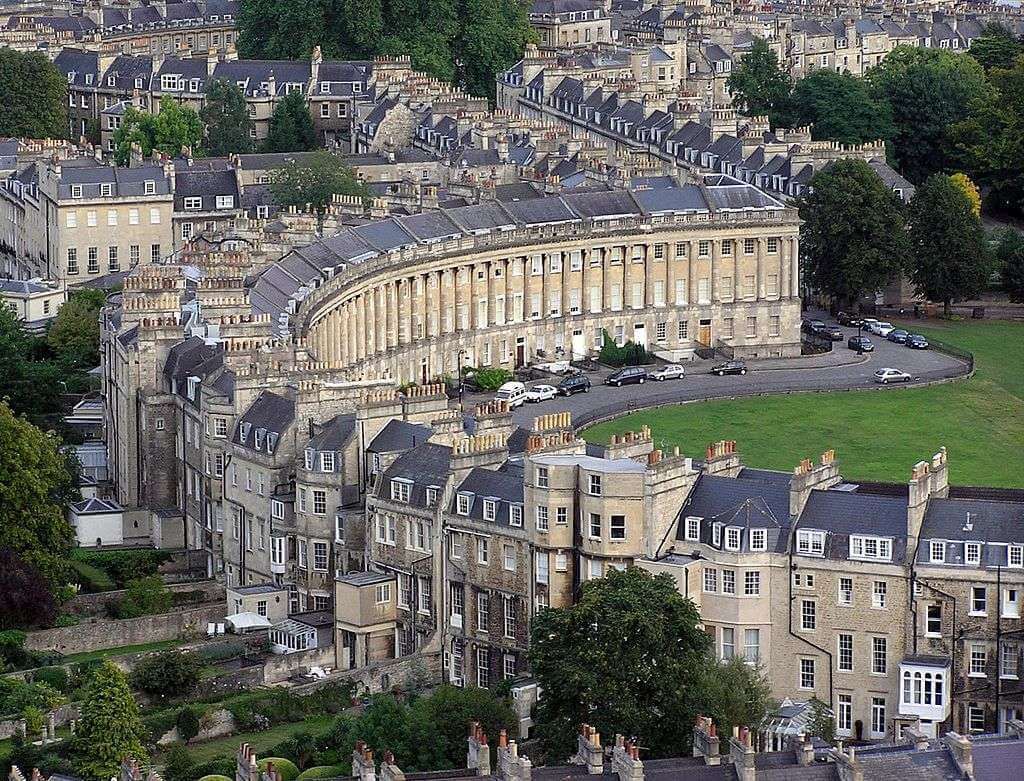 Aerial of The Royal Crescent in England