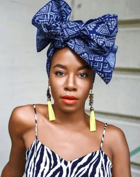 Beautiful black girl with blue head wrap