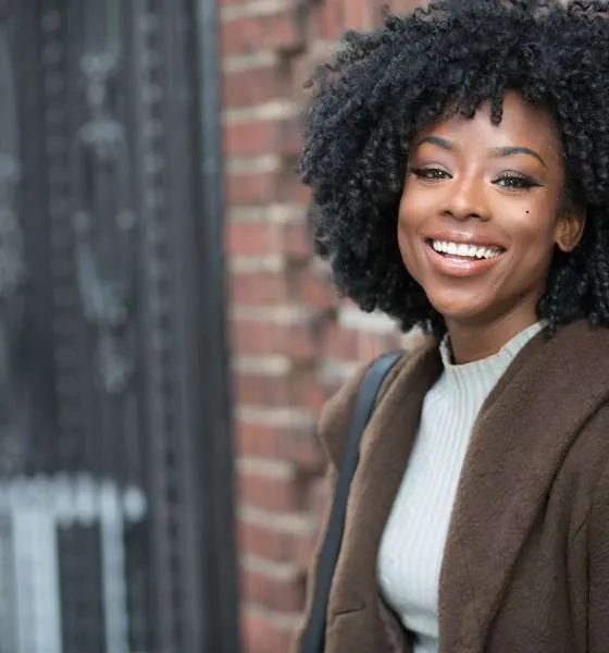 smiling african american woman with afro